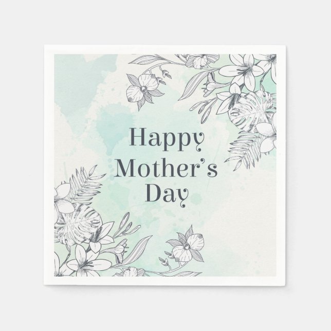 Elegant Floral Happy Mother's Day | Napkin (Front)