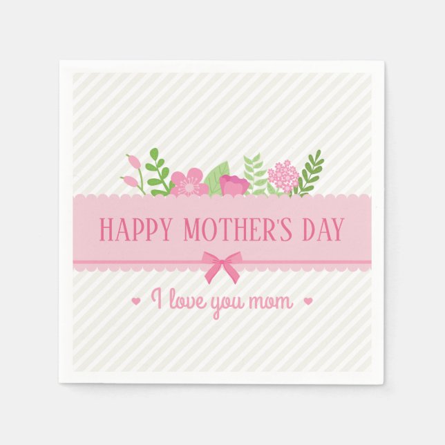 Elegant Floral Happy Mother's Day | Napkin (Front)