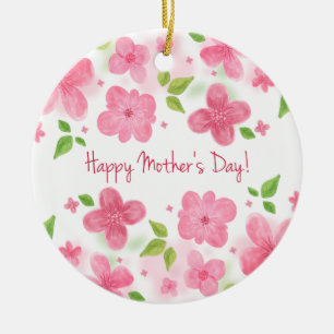 Elegant Floral Happy Mother's Day Ornament