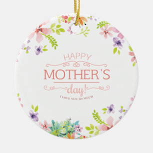 Elegant Floral Happy Mother's Day   Ornament