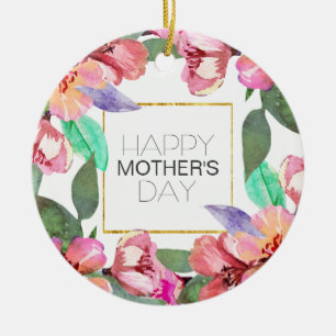 Elegant Floral Happy Mother's Day   Ornament
