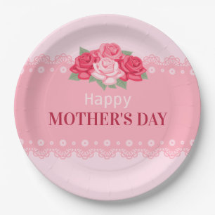 Elegant Floral Happy Mother's Day   Paper Plate