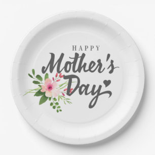 Elegant Floral Happy Mother's Day   Paper Plate