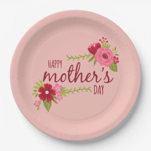 Elegant Floral Happy Mother's Day   Paper Plate
