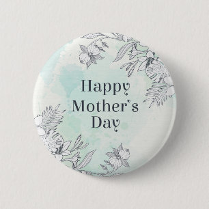 Elegant Floral Happy Mother's Day Pin Button