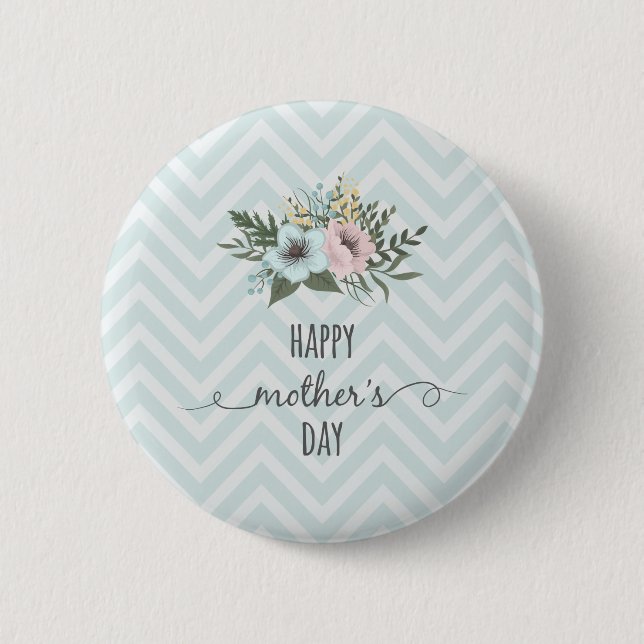 Elegant Floral Happy Mother's Day | Pin Button (Front)