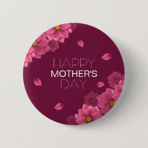 Elegant Floral Happy Mother's Day Pin Button