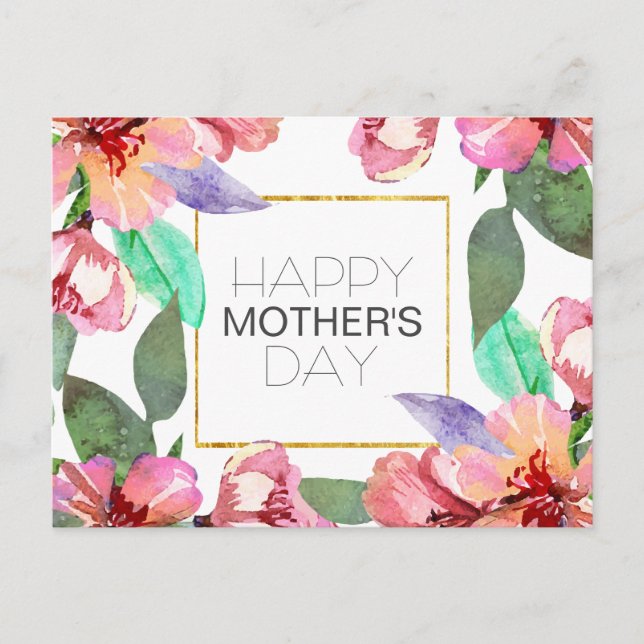 Elegant Floral Happy Mother's Day | Postcard (Front)