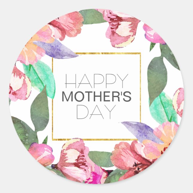 Elegant Floral Happy Mother's Day | Sticker (Front)