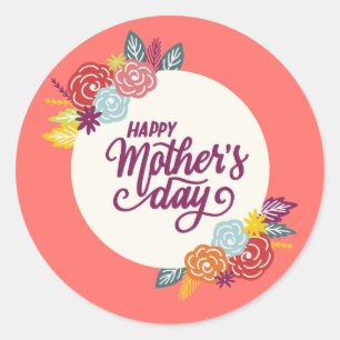 Elegant Floral Happy Mother's Day   Sticker