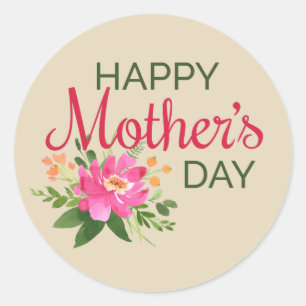Elegant Floral Happy Mother's Day   Sticker Seal