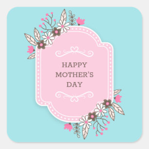 Elegant Floral Happy Mother's Day   Sticker Seal