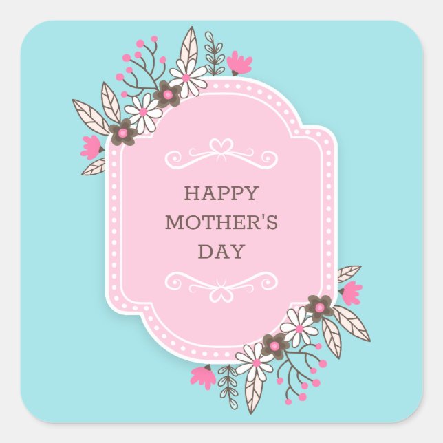 Elegant Floral Happy Mother's Day | Sticker Seal (Front)