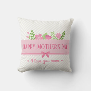 Elegant Floral Happy Mother's Day   Throw Pillow