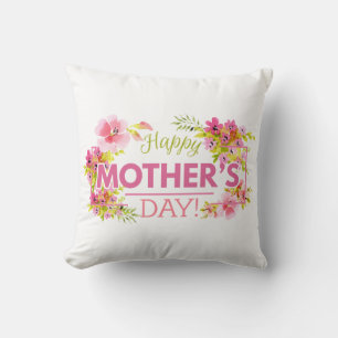 Elegant Floral Happy Mother's Day   Throw Pillow
