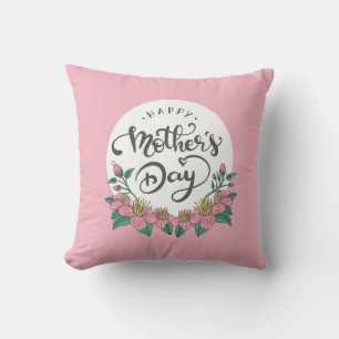 Elegant Floral Happy Mother's Day   Throw Pillow