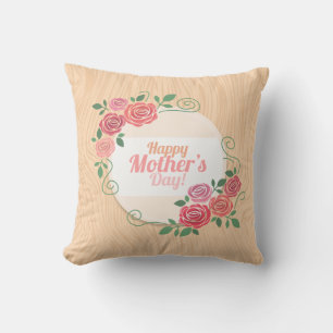 Elegant Floral Happy Mother's Day   Throw Pillow