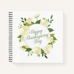 Elegant Floral Happy Thanksgiving Notebook