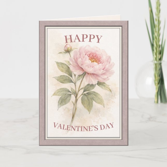 Elegant Floral Happy Valentine’s Day Card (Front)