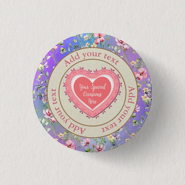 Elegant Floral Heart Frame: for Every Occasion 1 Inch Round Button (Front)
