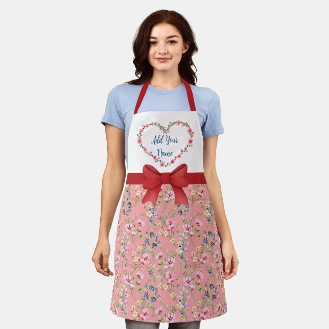 Elegant Floral Heart Frame: for Every Occasion Apron (Worn)