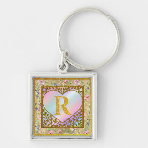 Elegant Floral Heart Frame For Every Occasion Keychain