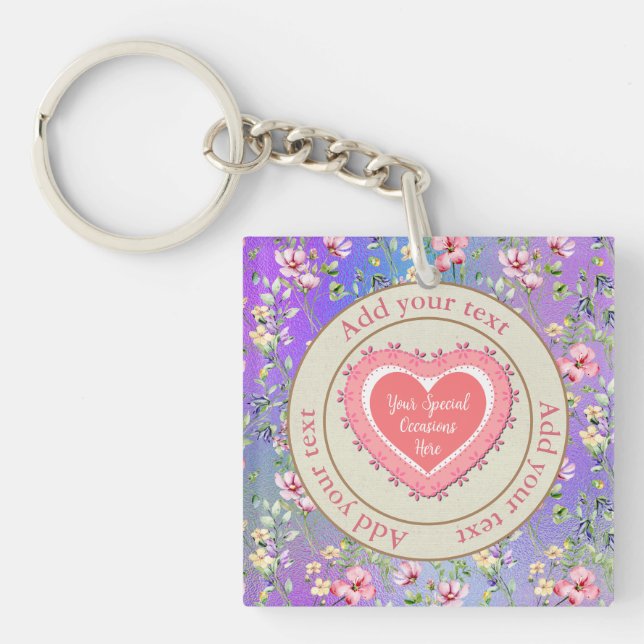 Elegant Floral Heart Frame: for Every Occasion Keychain (Front)