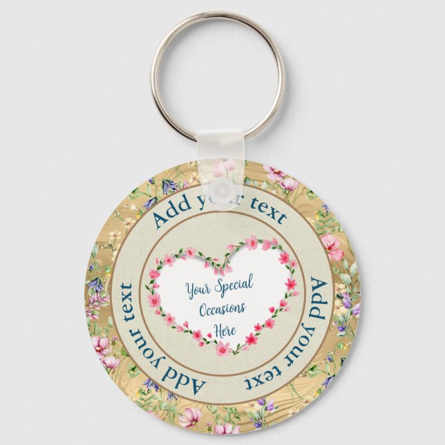 Elegant Floral Heart Frame: for Every Occasion Keychain (Front)