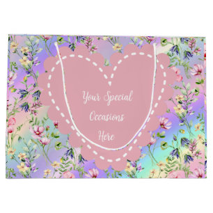 Elegant Floral Heart Frame: for Every Occasion Large Gift Bag