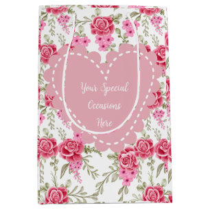 Elegant Floral Heart Frame: for Every Occasion Medium Gift Bag