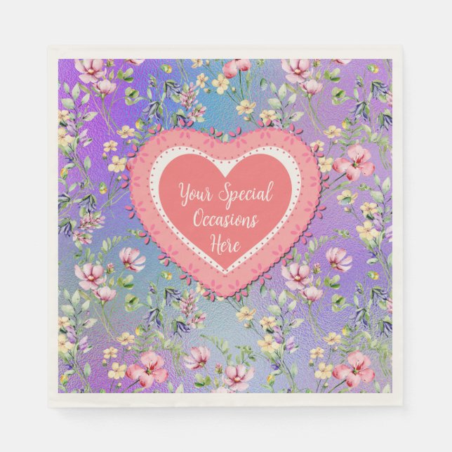Elegant Floral Heart Frame: for Every Occasion Napkin (Front)