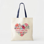 Elegant Floral Heart Personalized Bride  Tote Bag<br><div class="desc">Personalize this Modern,  whimsical,  festive,  elegant lovely watercolor floral tote bag with any text .This would be a Perfect bridal shower gift for the beautiful bride to be!</div>