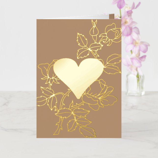 Elegant Floral Heart Personalized Foil Card (Orchid)