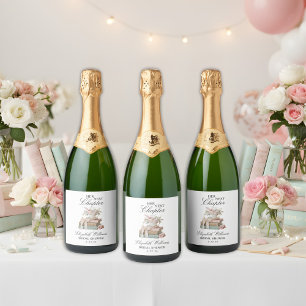 Elegant Floral Her Next Chapter Bridal Shower  Sparkling Wine Label