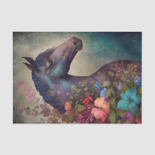 Elegant Floral Horse Tissue Paper (Front)