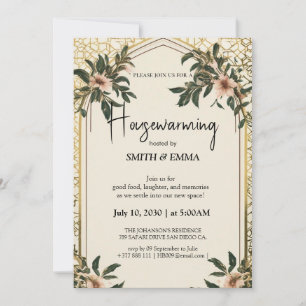 Elegant Floral Housewarming Invitation New Home 