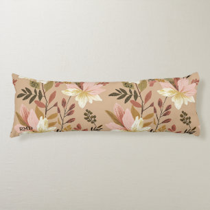 Elegant Floral in Dusty Rose Hues & Golden Tones Body Pillow
