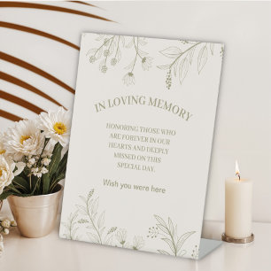 Elegant Floral "In Loving Memory" memorial wedding Pedestal Sign
