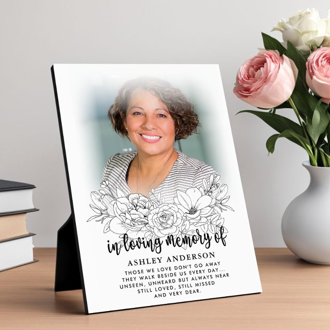 Elegant Floral In Loving Memory Photo Plaque (Creator Uploaded)