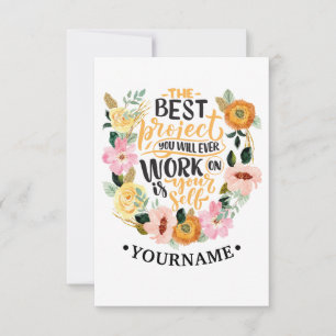 Elegant Floral Inspiration Motivation Quote Thank You Card