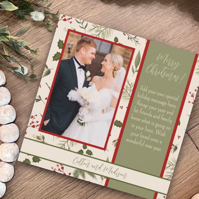 Elégant floral Inspirivity Christmas Carte photo (Créateur téléchargé)