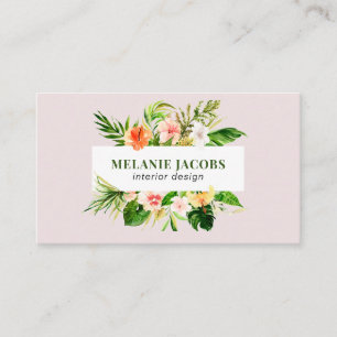 elegant floral interior design business card