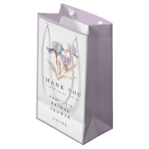Elegant Floral Iris Bridal Shower Thank You Favor Small Gift Bag