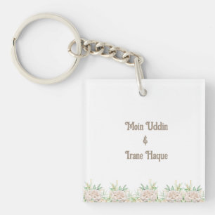 Elegant Floral Islamic Nikah Ceremony Invitation Keychain