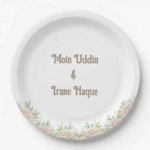 Elegant Floral Islamic Nikah Ceremony Invitation Paper Plate