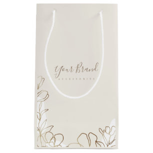 Elegant Floral Ivory Personalized Small Paper Bag