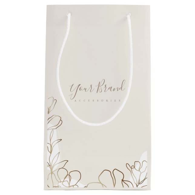 Elegant Floral Ivory Personalized Small Paper Bag (Front)