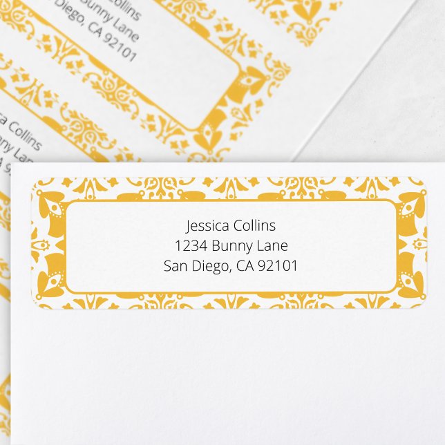 Élégant Floral Jaune Chic Moderne Brunch de Pâques (Elegant Floral Yellow Chic Modern Easter Brunch Label)