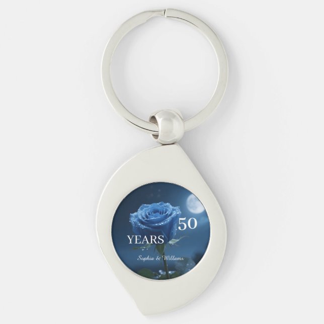 Elegant Floral Keepsake – Romantic Blue Rose Gift Keychain (Front)