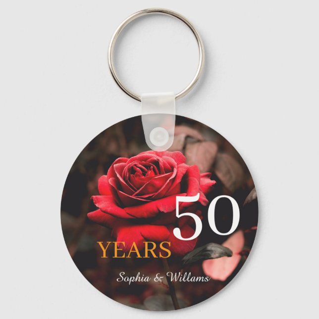 Elegant Floral Keepsake – Romantic Red Rose Gift Keychain (Front)